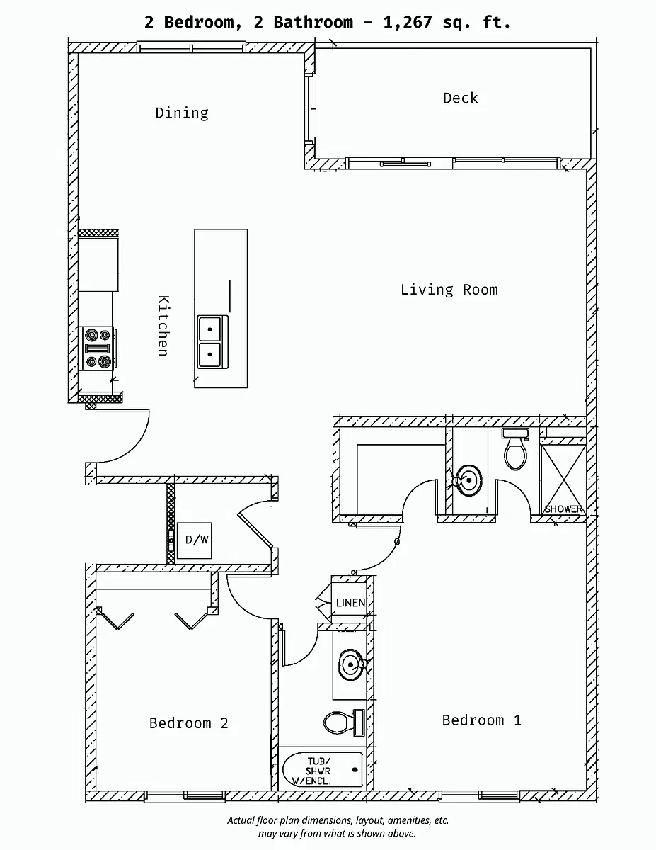 Floor plan 2 Bed 2 Bath - Deluxe