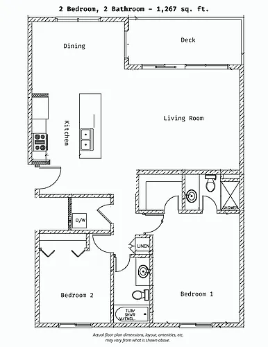 Floor plan 2 Bed 2 Bath - Deluxe
