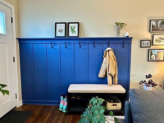 Decorative built-in coatrack in entryway!