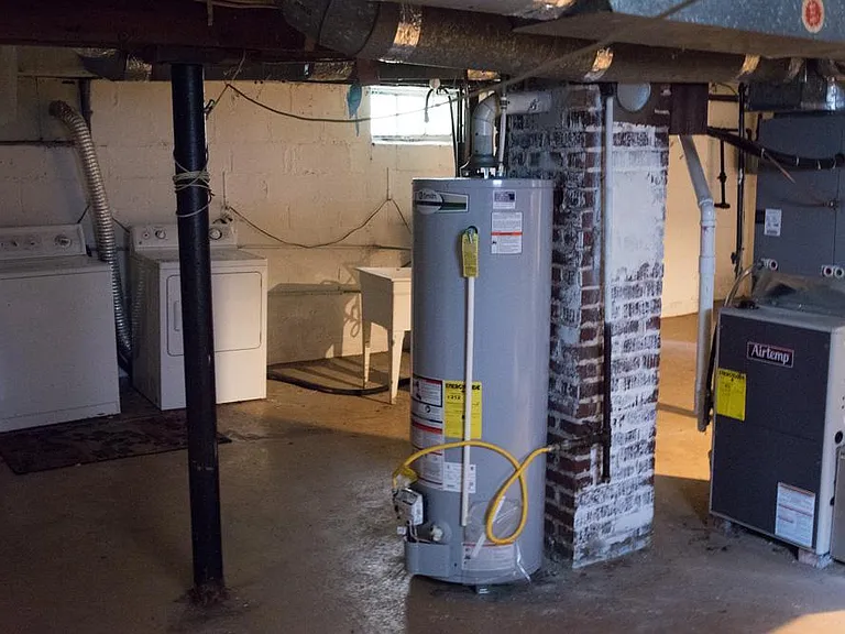 Basement with washer and dryer