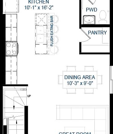 A blackline drawing of the Portland laned model by Brookfield Residential