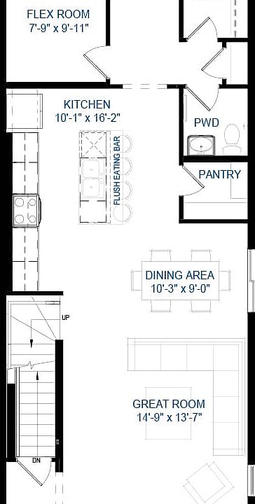 A blackline drawing of the Portland laned model by Brookfield Residential