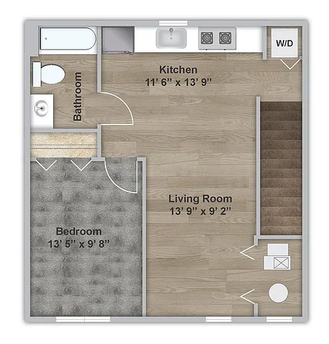 Floor plan Garden Style One Bedroom - Second Floor