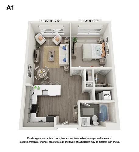 Floor plan 1 Bedroom - A1