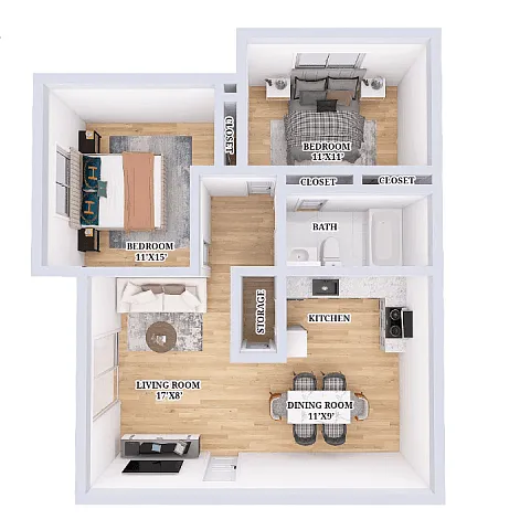 Floor plan 2 Bed 1 Bath