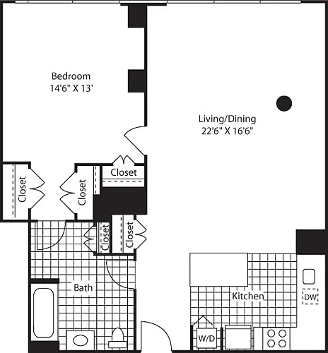Floor plan One Bed_982 Lkit Fl 10