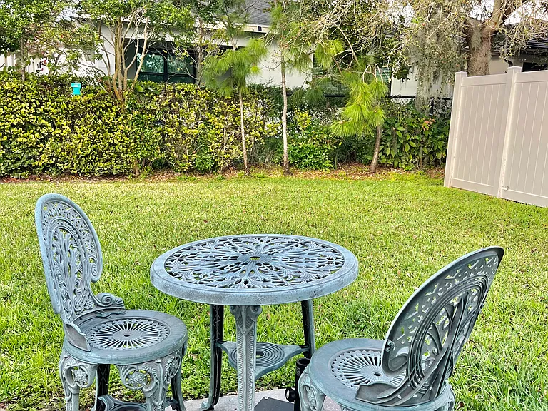 Private outdoor patio and lawn