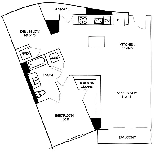 Floor plan The Gardens 1P