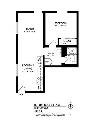 Floor plan 1 Bedroom, 1 Bath