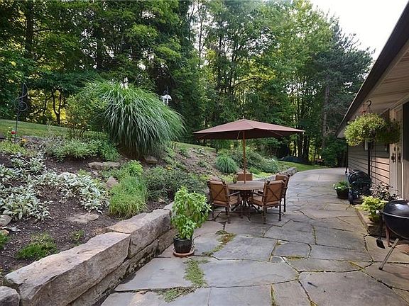 Stone patio is great for grilling.