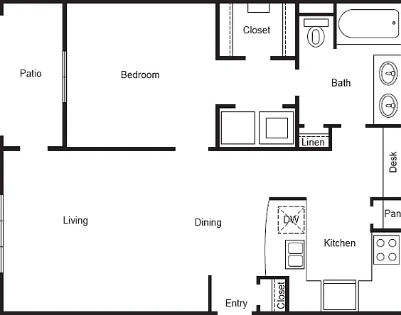 A2 Floorplan: 1 Bedroom, 1 Bathroom A2 Floorplan: 1 Bedroom, 1 Bathroom