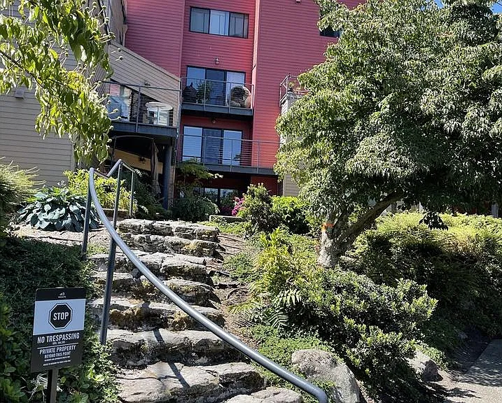 Community walkway near unit