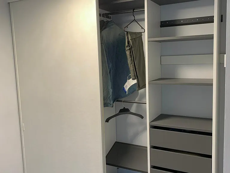 Bedroom closet, new organizer installed