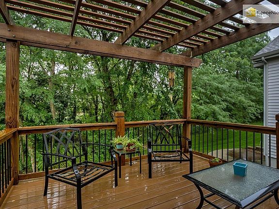 Deck with low maintenance composite flooring.