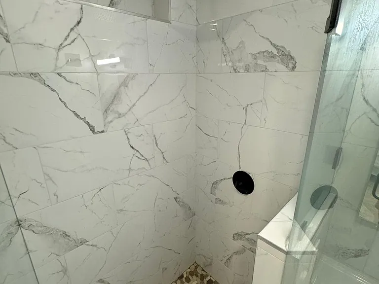 Master shower front.
