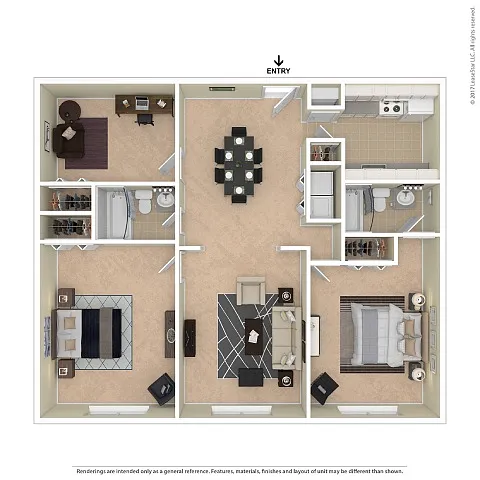 Floor plan 2 X 2 Den Woodbridge Apartments North