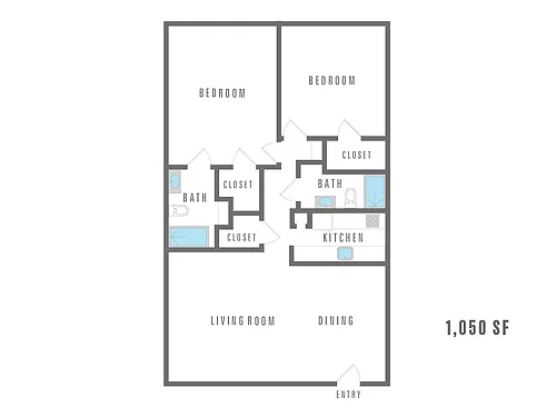 Floor plan 2 Bedroom 2 Bath