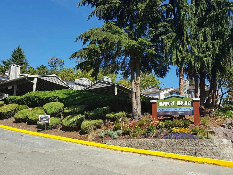 Newport Heights Apartments Monument Sign and Entrance in Tukwila, Washington
