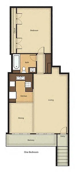 Floor plan 1 Bedroom, 1 Bathroom