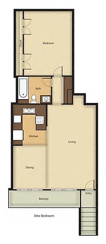 Floor plan 1 Bedroom, 1 Bathroom
