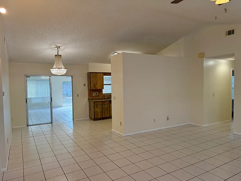 Main dining area and kitchen