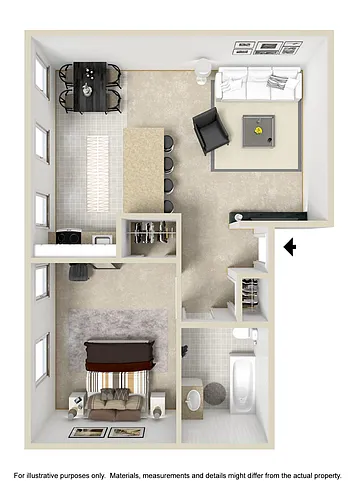 Floor plan One Bedroom Small