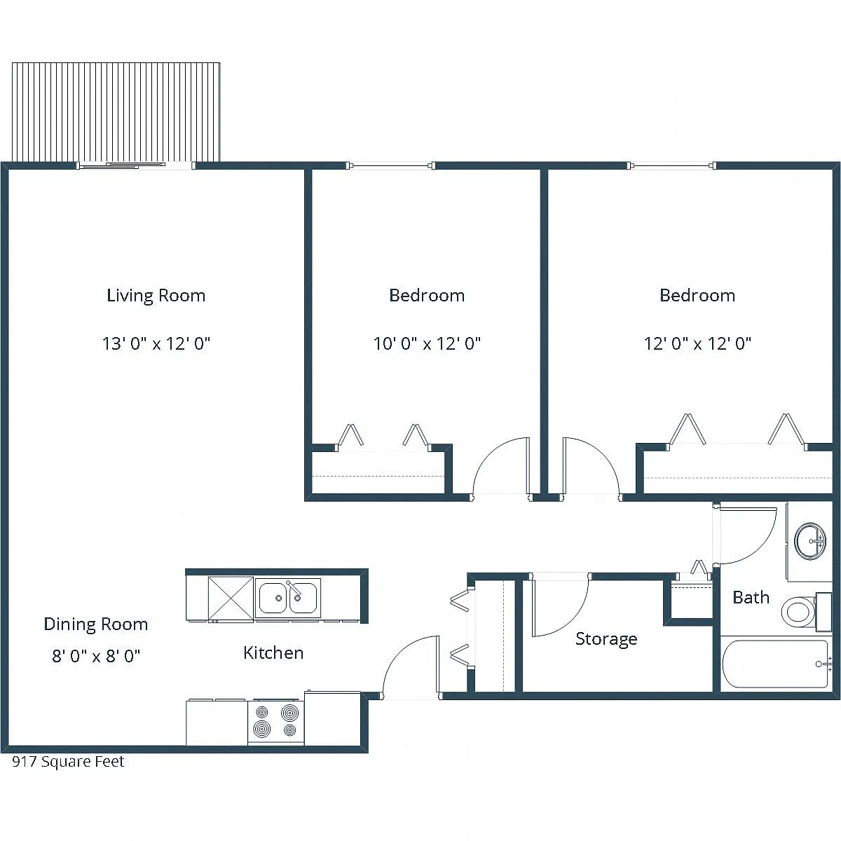 Floor plan Two Bedroom 21A
