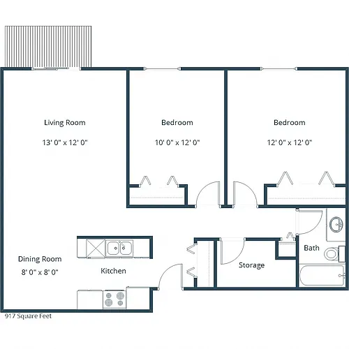 Floor plan Two Bedroom 21A