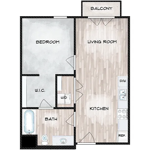 Floor plan 1 Bed 1 Bath