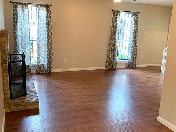 Open living area with fireplace.