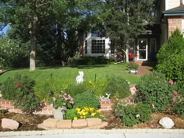 Front view of house in summer