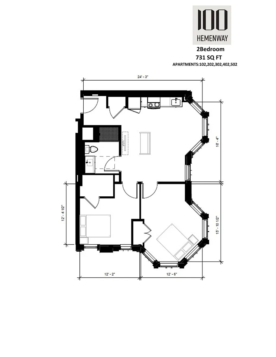 Floor plan 2 Bedroom 02 Stack