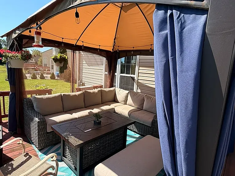 View from patio with firepit
