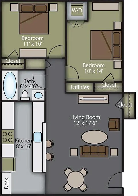 Floor plan Large Two Bedroom