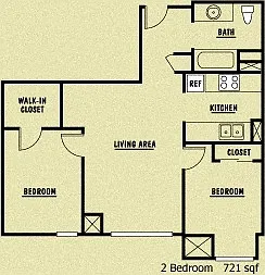 Floor plan 2 Bedroom - 60% AMI
