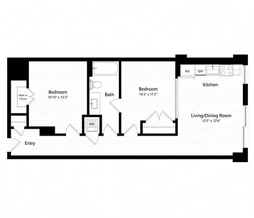 Floor plan 2 Bed - 1 Bath | bj3 - Weiler