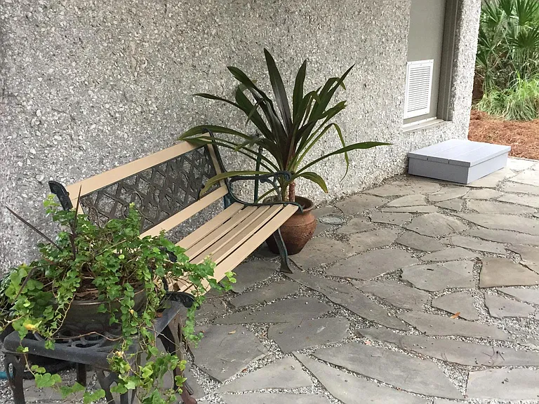 A tropical patio for relaxing, entertaining, or outdoor projects.