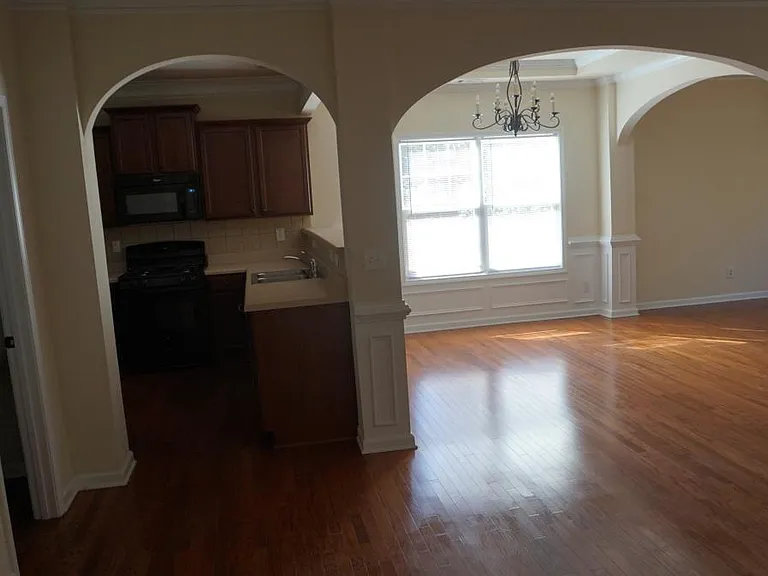 Kitchen and dining room from living room