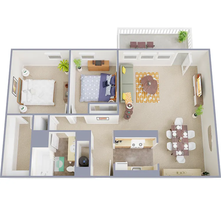Floor plan 2 Bed 1 Bath