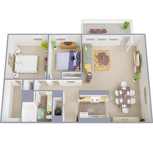 Floor plan 2 Bed 1 Bath