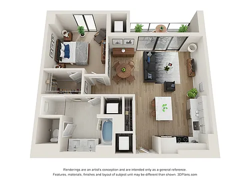 Floor plan 1 Bed/1 Bath-F