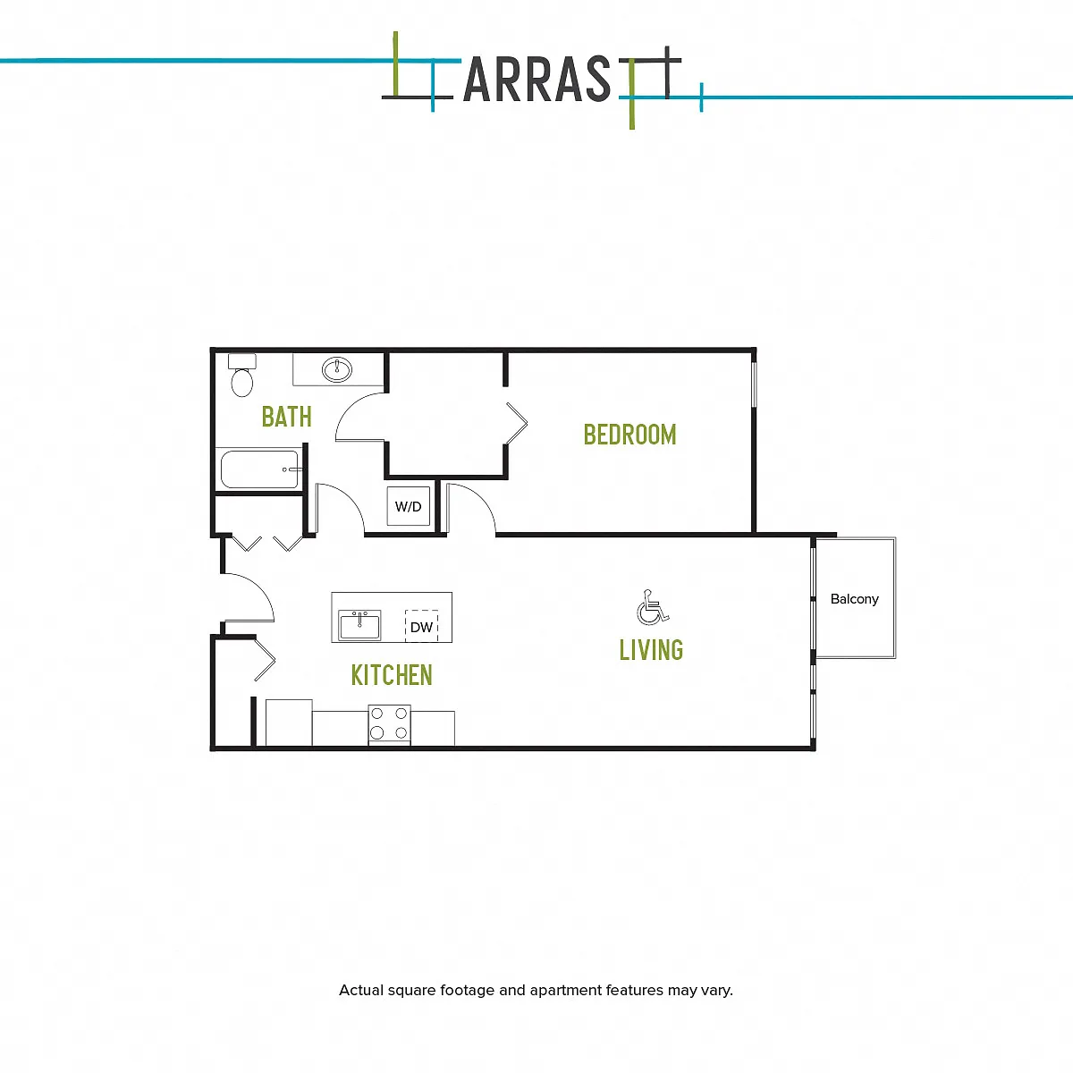 Floor plan One Bed One Bath L 3