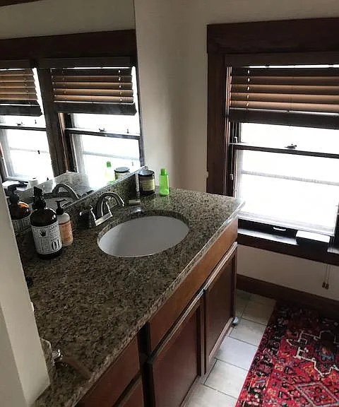 Bathroom sink ,custom vanity with granite countertops