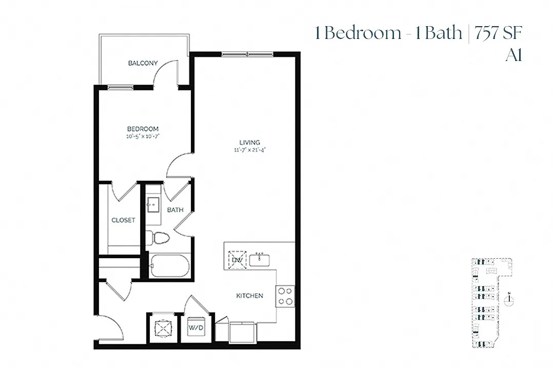 Floor plan One Bedroom A1