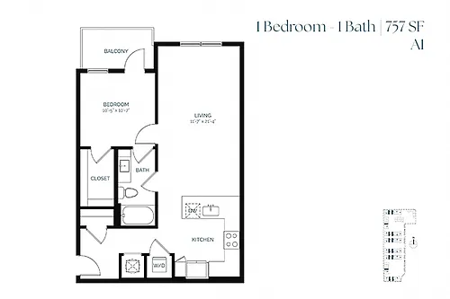 Floor plan One Bedroom A1