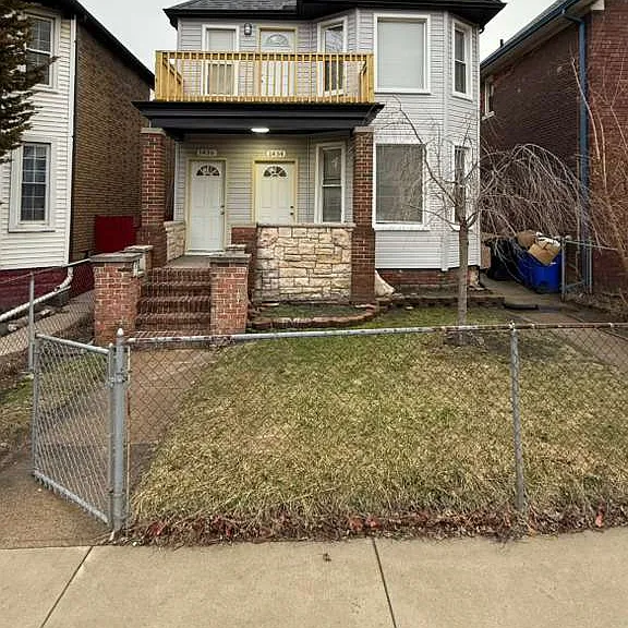 Front view of house with view of the front porch.