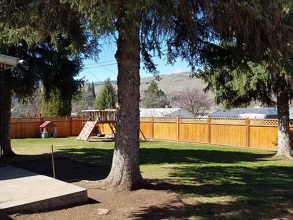 Private fenced backyard