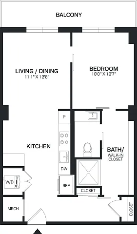 Floor plan 1 Bed/1 Bath PH-A6P