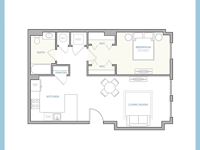1 BR-E floor plan The Park at Woodbridge Station