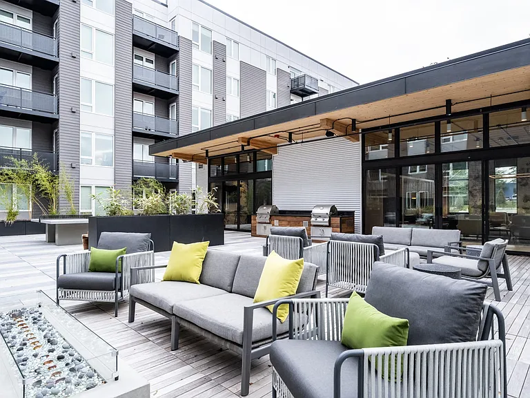 Our outdoor kitchen offers grills and lounge seating.